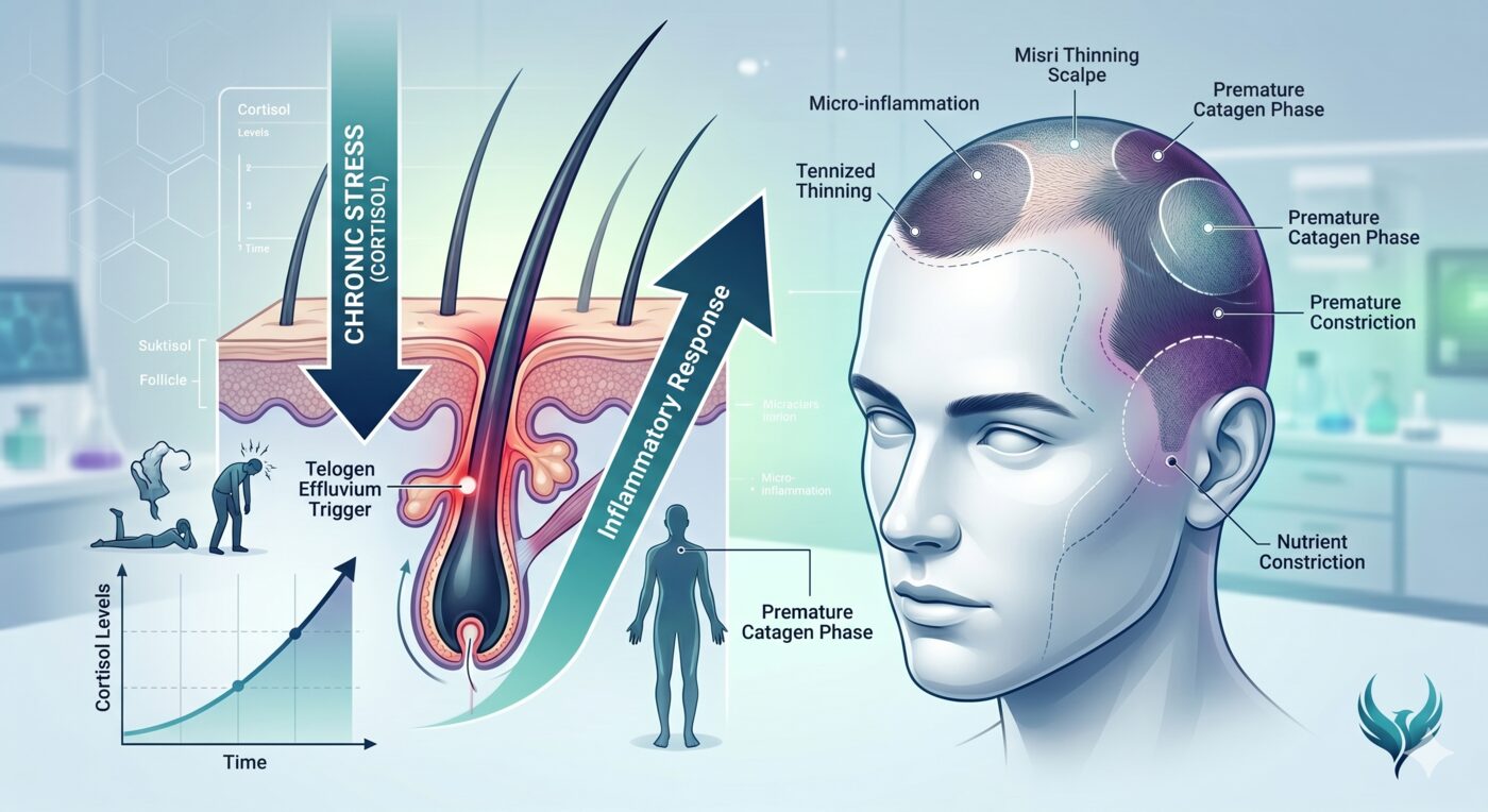Psychobiological impact of stress on hair loss — cortisol and hair follicle